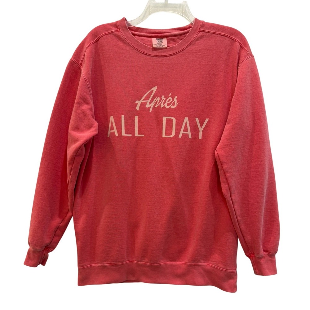 Comfort Colors Apres All Day Graphic Sweatshirt Coral Medium 100% Cotton